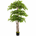 Arbre artificiel 180 cm feuillage vert en plastique avec pot noir décoratif
