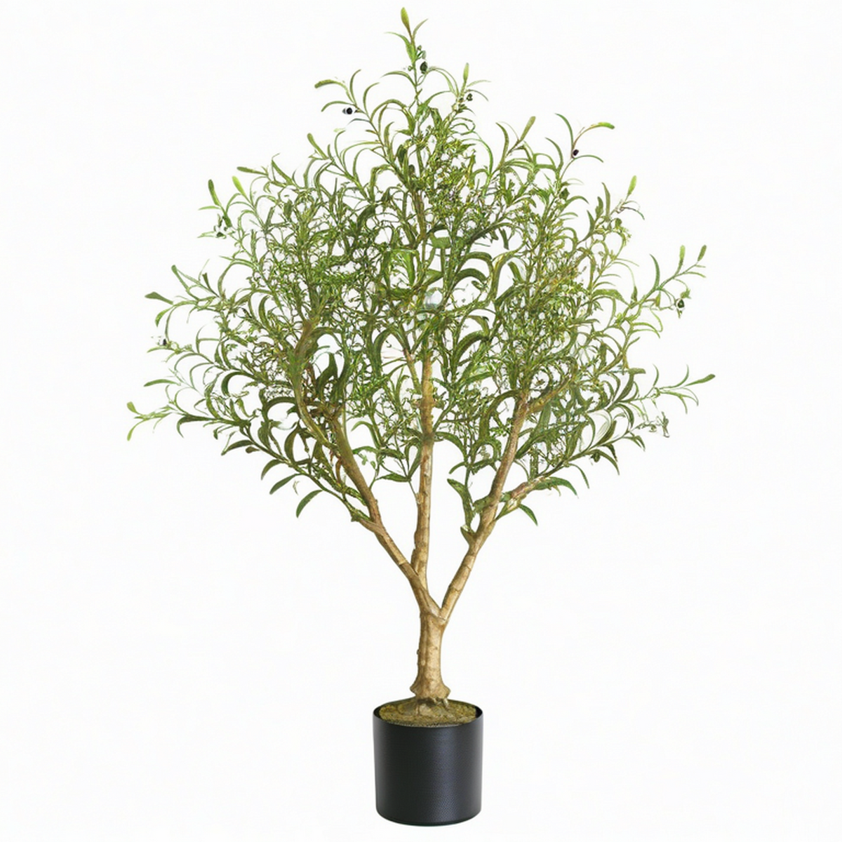 Arbre artificiel olivier 180 cm plastique vert en pot pour intérieur