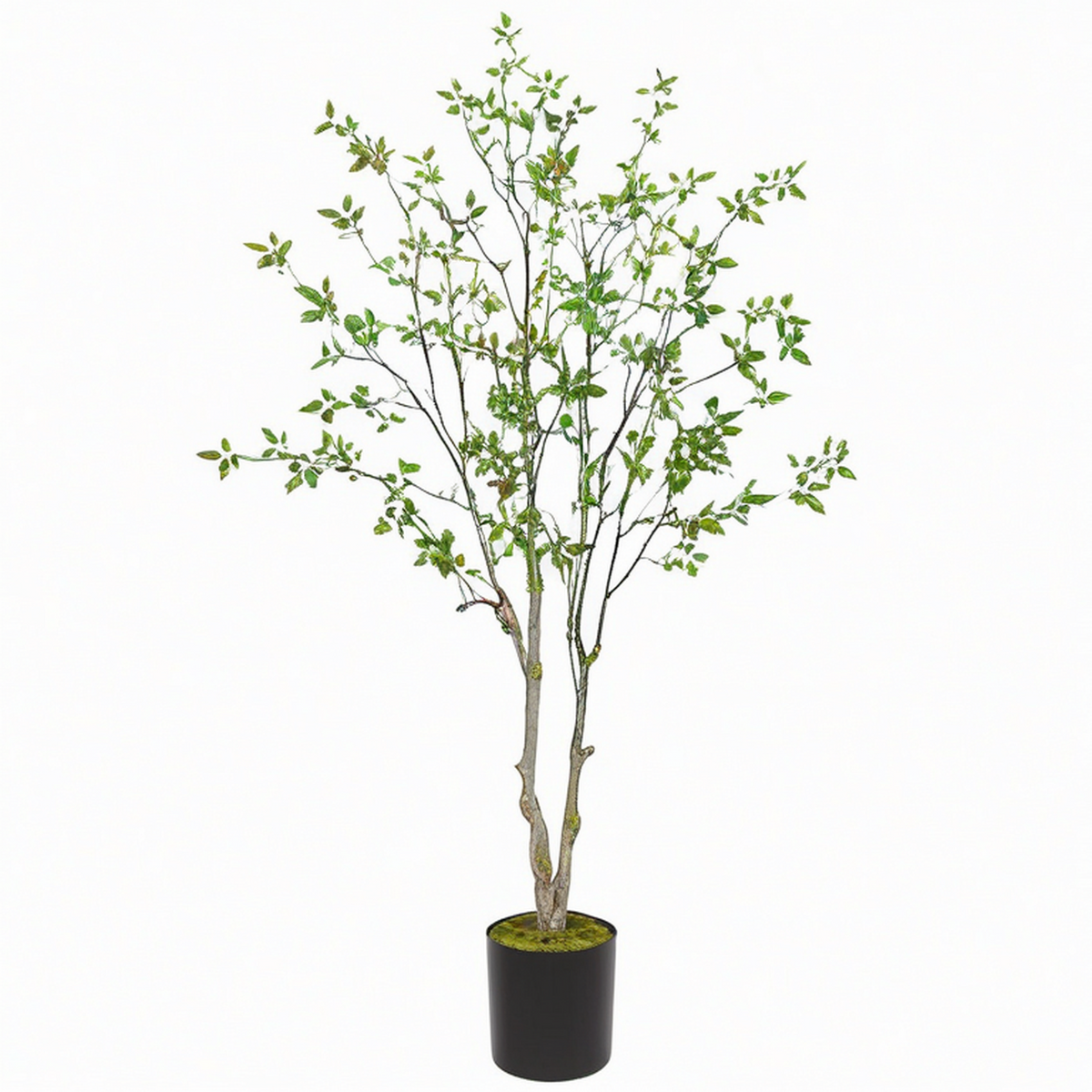 Arbre artificiel 180 cm feuillage vert en plastique pour intérieur style naturel