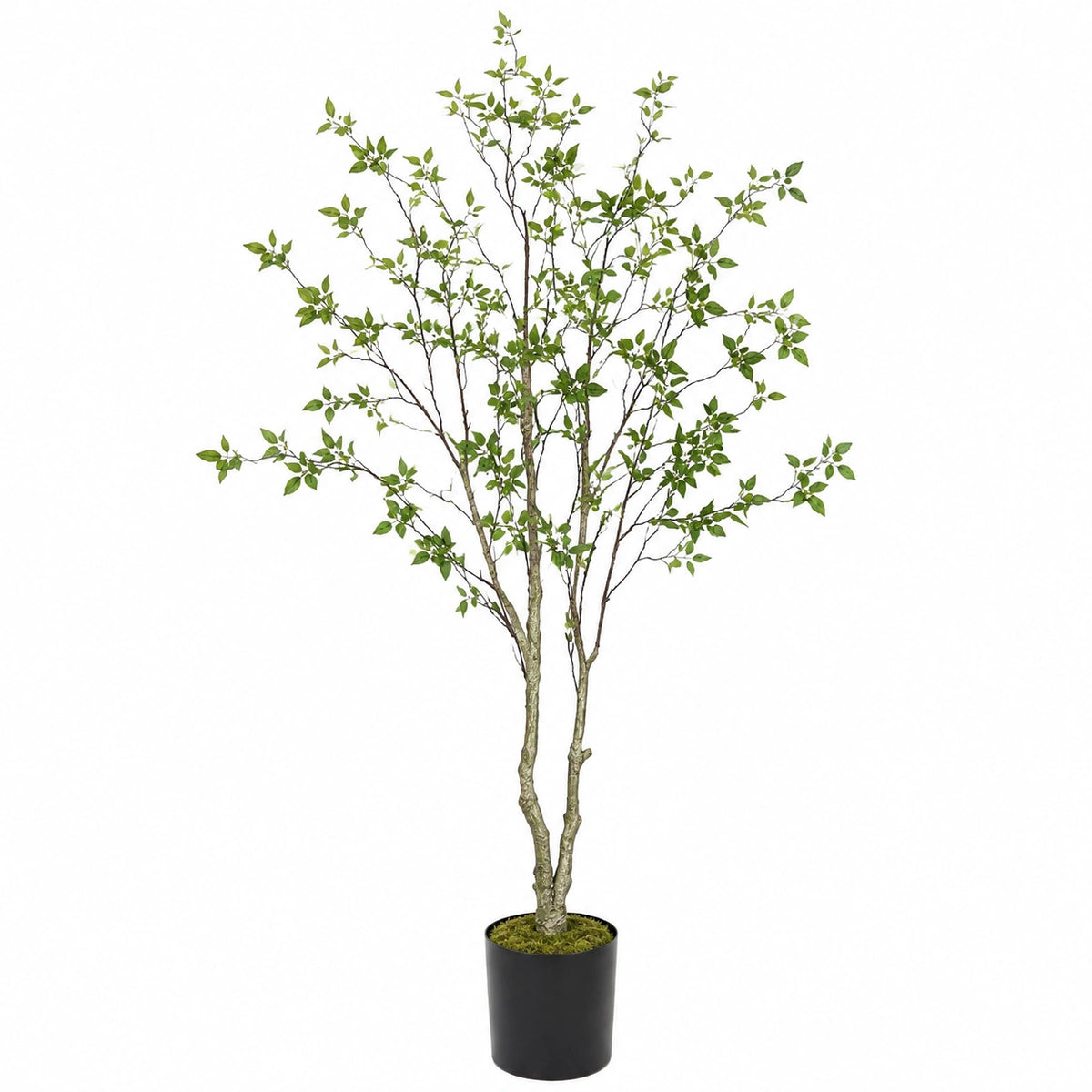 Arbre artificiel 180 cm feuillage vert en plastique pour intérieur style naturel