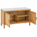 Table de jardinage 120 x 60 x 90 cm en bambou naturel et gris avec rangement fermé