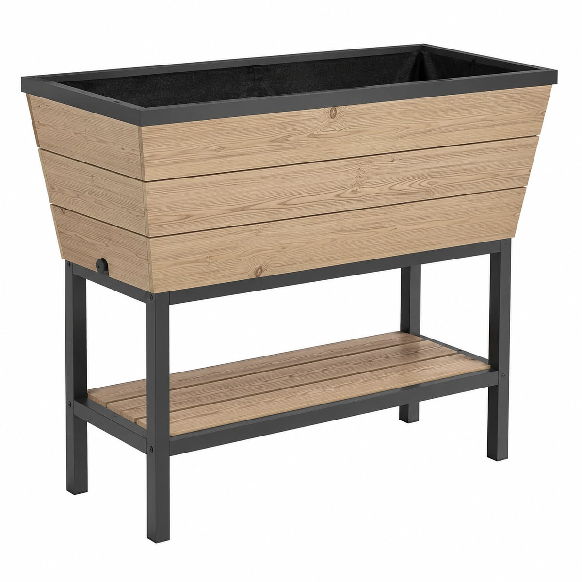 Jardinière surélevée 120 x 60 x 90 cm en bois et acier noir pour extérieur