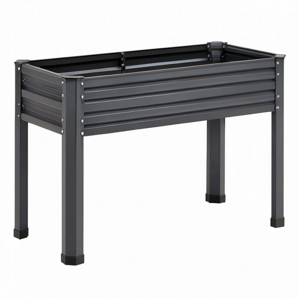 Jardinière surélevée 120 x 60 x 80 cm en acier noir pour culture extérieure