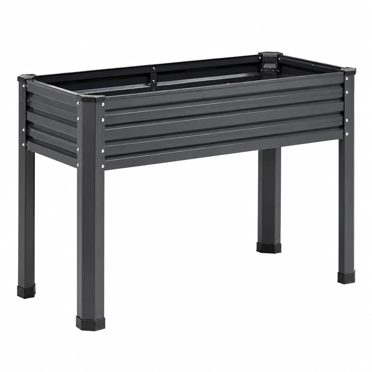 Jardinière surélevée 120 x 60 x 80 cm en acier noir pour culture extérieure