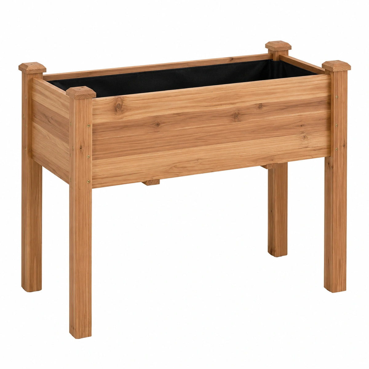 Jardinière surélevée 100 x 50 x 80 cm en bois naturel avec bac de culture doublé style jardin