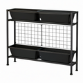 Jardinière surélevée 120 x 30 x 120 cm en acier et plastique noir avec 4 bacs et grille de support