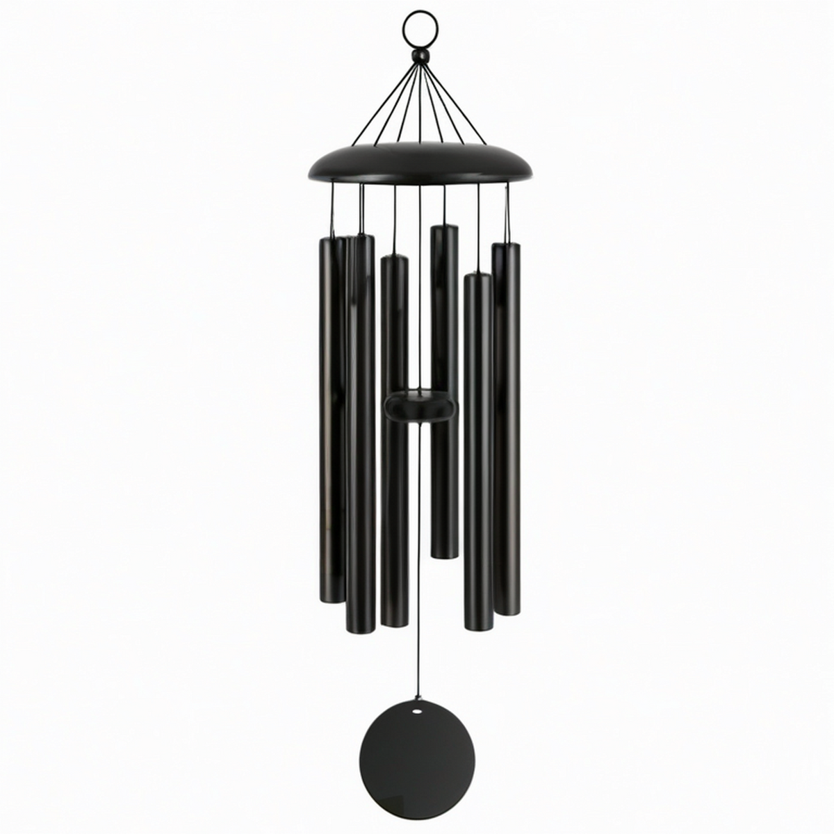 Carillon à vent 90 cm en métal noir - décoration suspendue à tubes