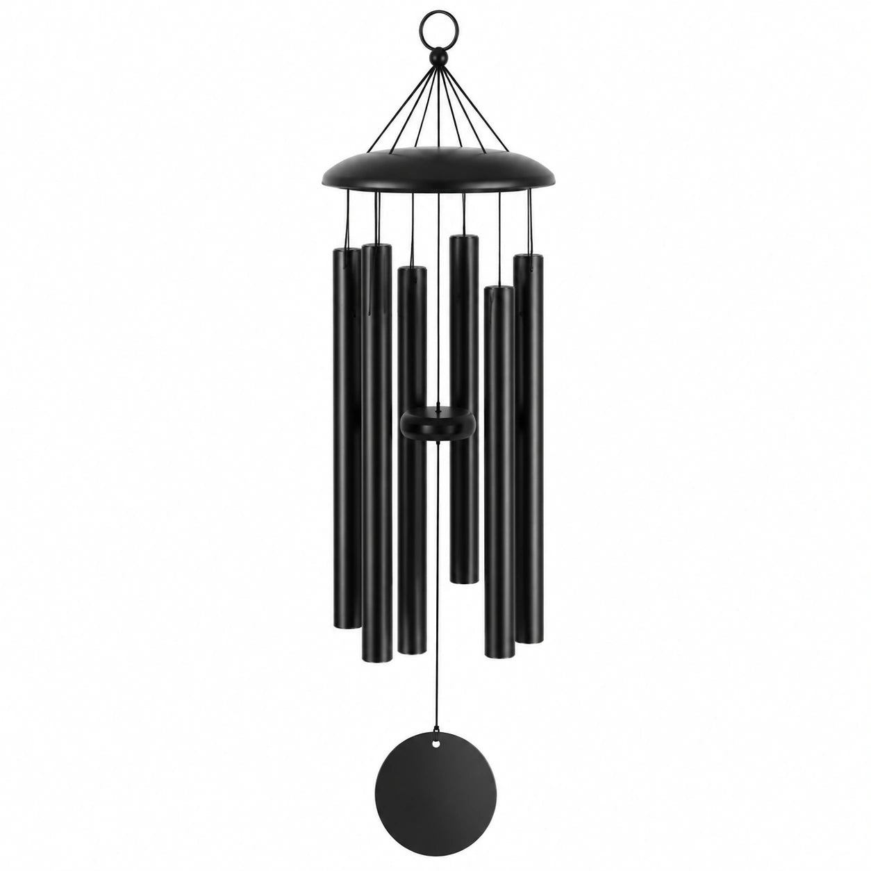 Carillon à vent 90 cm en métal noir - décoration suspendue à tubes