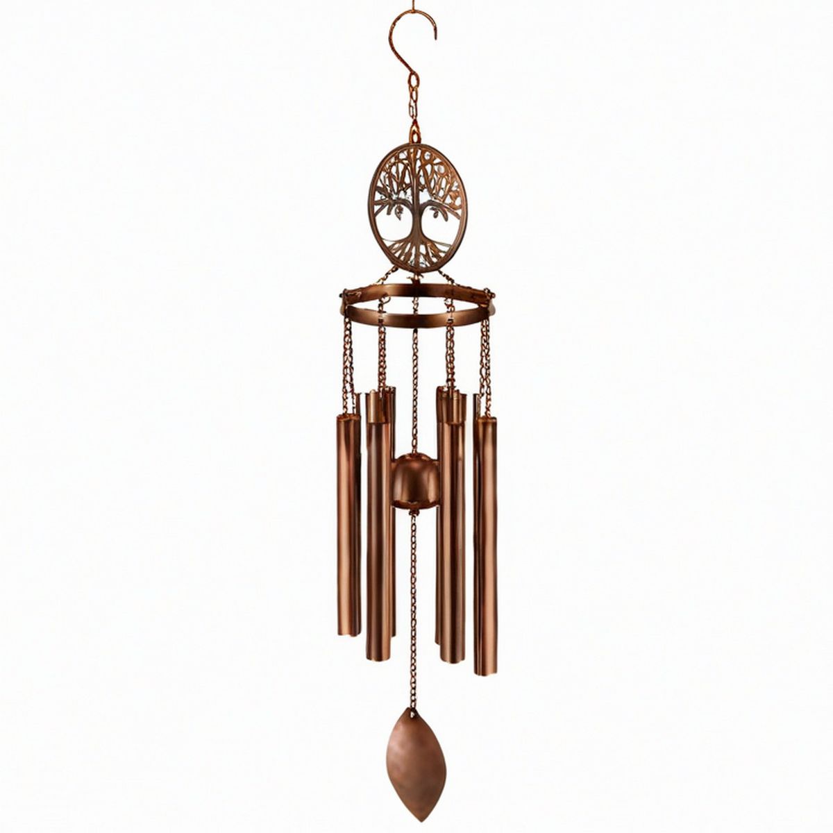 Carillon éolien 90 cm en métal bronze avec arbre décoratif