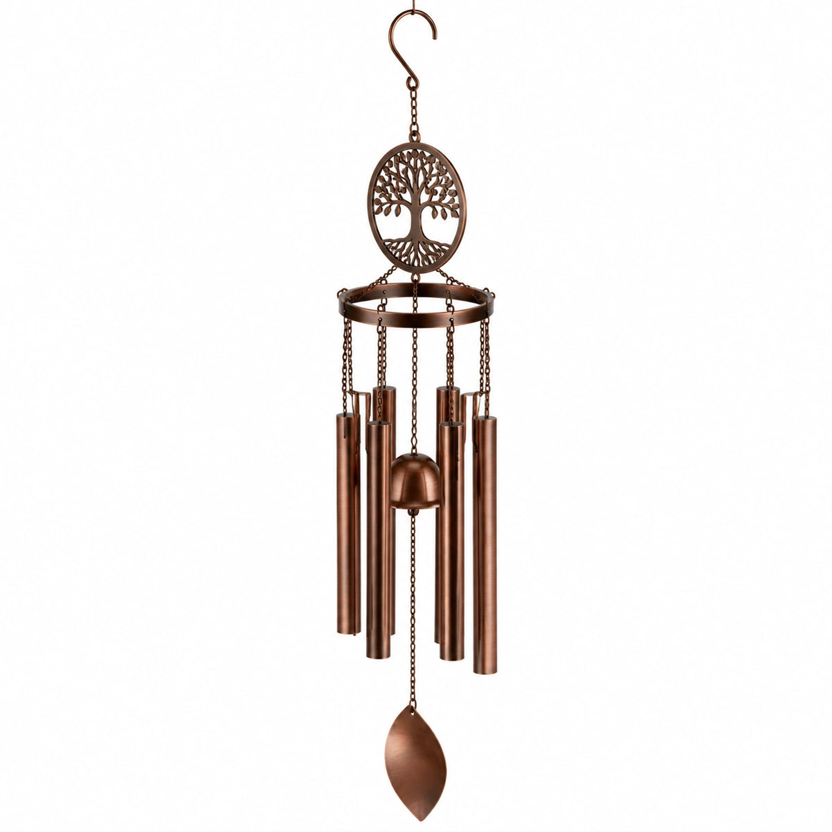 Carillon éolien 90 cm en métal bronze avec arbre décoratif