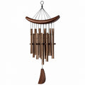 Carillon à vent 90 cm en métal et bois brun cuivré pour décoration extérieure rustique