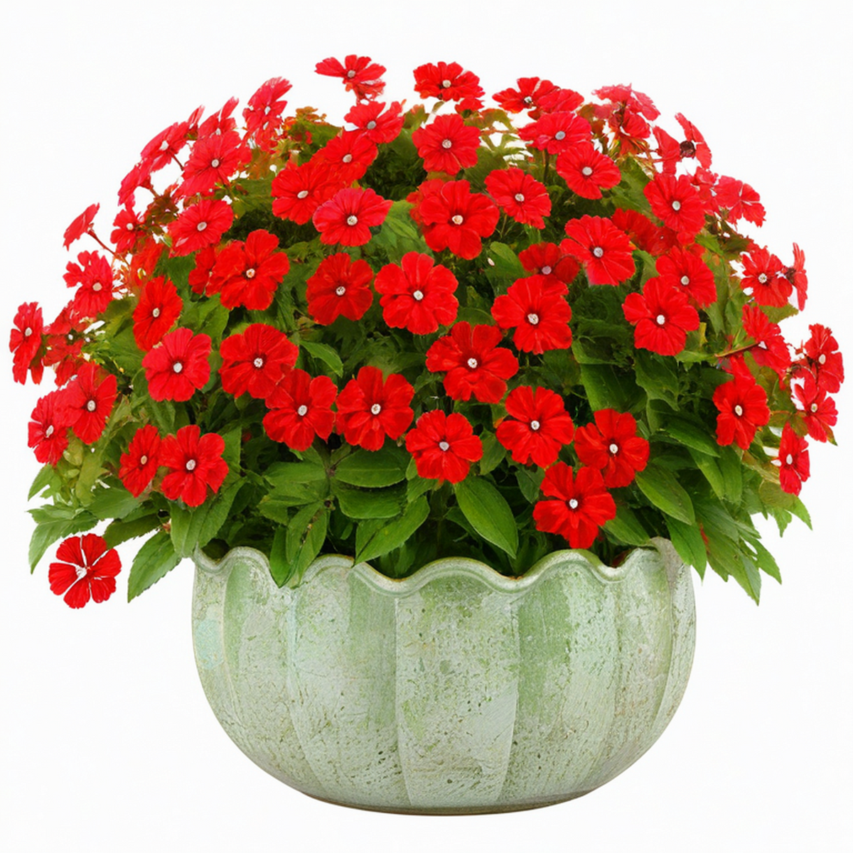 Plante fleurie artificielle en pot 45 cm rouge et vert en céramique pour intérieur décoratif