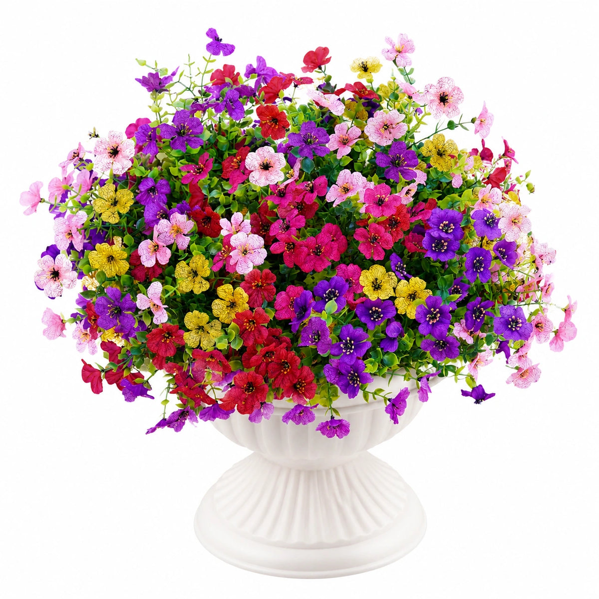 Plante artificielle en pot 50 cm fleurs multicolores en tissu décorative