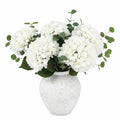 Plante artificielle en pot 60 cm hortensia blanc vase effet pierre décoration intérieure