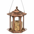 Mangeoire à oiseaux suspendue 25 x 42 cm métal et plastique transparent cuivre style classique
