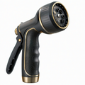 Pistolet d'arrosage 20 cm en plastique noir et doré à modes de jet réglables