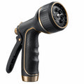 Pistolet d'arrosage 20 cm en plastique noir et doré à modes de jet réglables