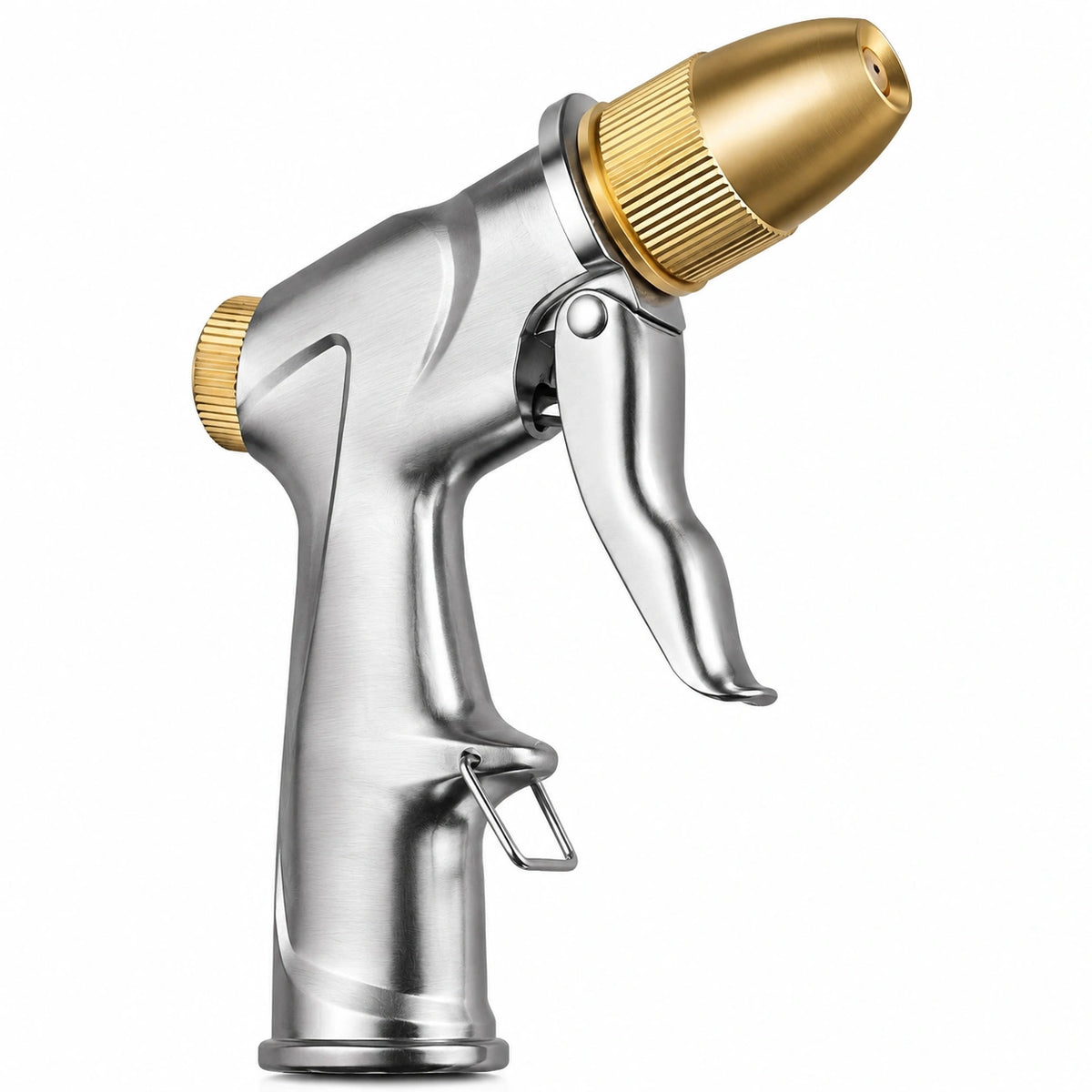 Pistolet d'arrosage 18.00 cm en métal argenté et doré à jet réglable