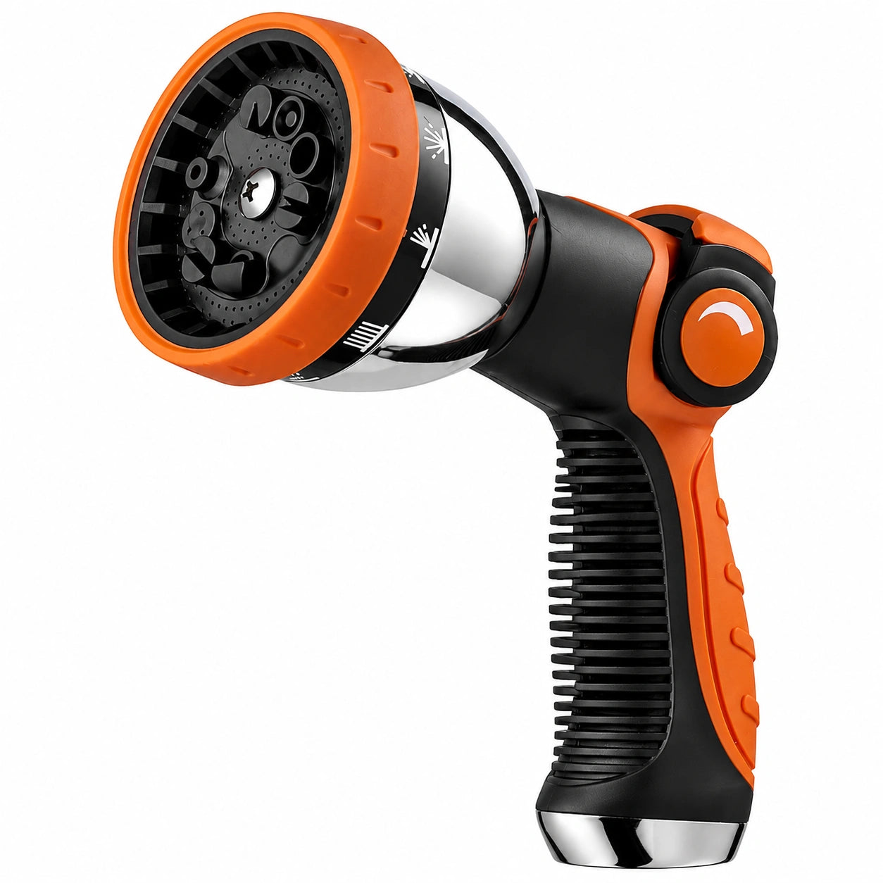 Pistolet d'arrosage 19 cm en plastique noir et orange à jet réglable