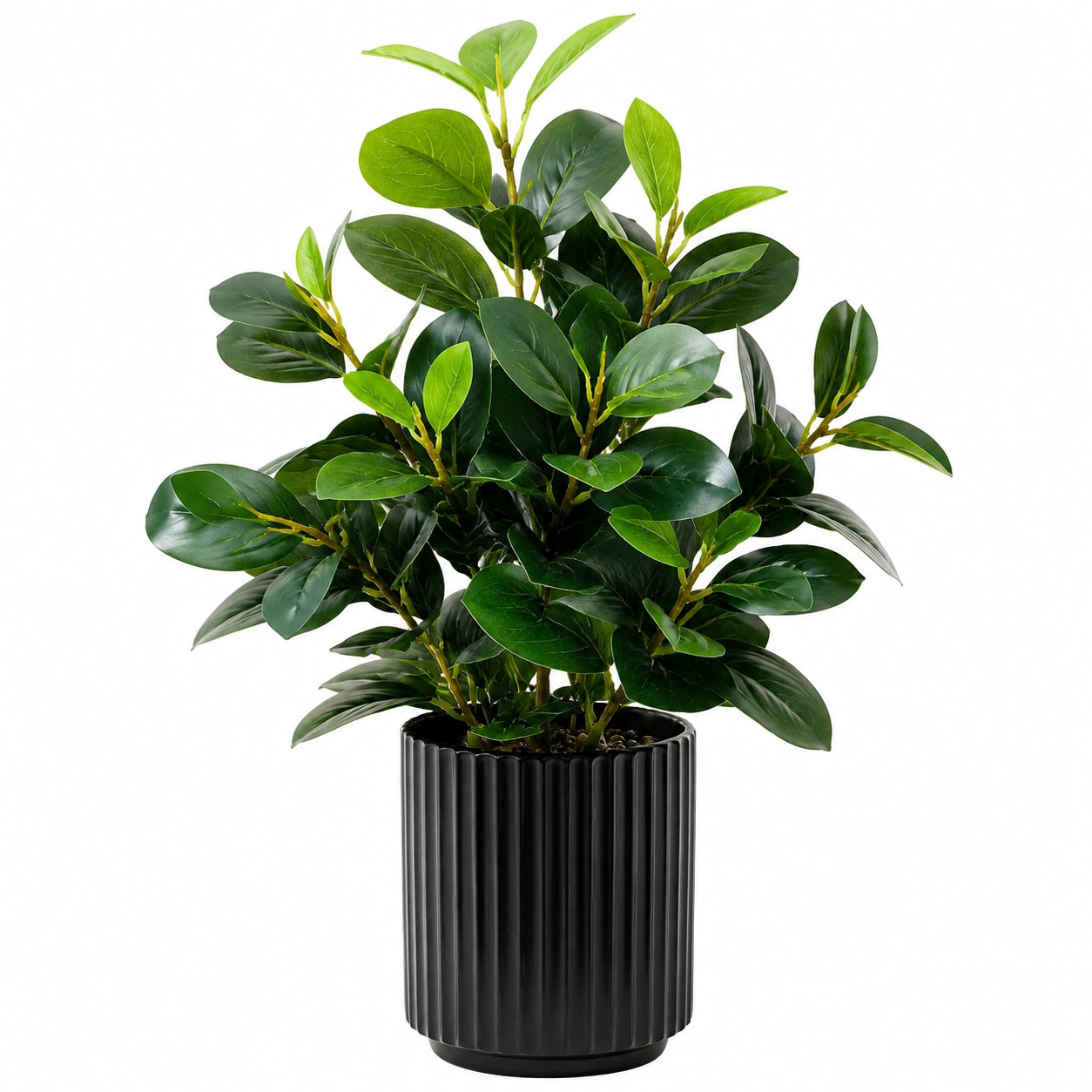 Plante verte artificielle 90 cm en plastique vert avec pot noir décoratif
